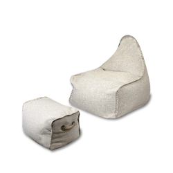 Buddy's Rest Sunproof fauteuil poire + repose pieds 90x60x85/45x60x35cm intérieur & extérieur, résistant au soleil, Beige