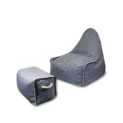 Buddy's Rest Sunproof fauteuil poire + repose pieds 90x60x85/45x60x35cm intérieur & extérieur, résistant au soleil, Gris foncé