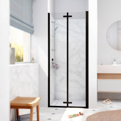 Swiss Aqua Technologies SK Porte de douche 80x196cm pliante anticalcaire avec profilé noir mat (SATSK80NIKAC)