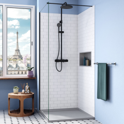 Ceramia Alda receveur de douche 80x80cm en pierre de synthèse durable, gris mat (ALD15-8080G)