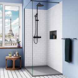 Ceramia Alda Receveur de douche 120x80cm en pierre de synthèse durable, gris mat (ALD15-12080G)