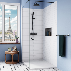 Ceramia Alda Receveur de douche 120x90cm en pierre de synthèse durable, blanc mat (ALD15-12090B)