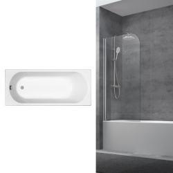 KOLO by Geberit 170x70 cm Ensemble baignoire Opal Plus universelle + Pare baignoire pivotant chrome + pieds (XWP1270000-SETP)