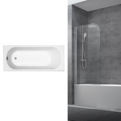 KOLO by Geberit 160x70 cm Ensemble baignoire Opal Plus universelle + Pare baignoire pivotant chrome + pieds (XWP1260000-SETP1)