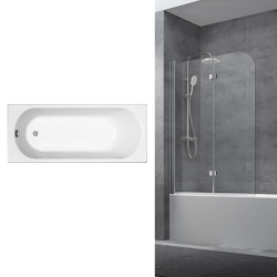 KOLO by Geberit 160x70 cm Ensemble baignoire Opal Plus universelle +Pare baignoire pliable, 2 volets chrome + pieds (XWP1260000-SETP2)