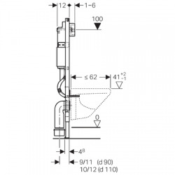 Geberit DUOFIXBasic pour toilettes suspendues, avec réservoir Delta, pour boutons de commande Delta (111.153.00.1)