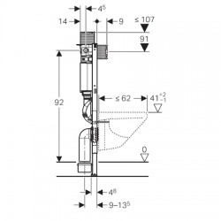 Geberit Duofix Élément pour WC suspendus, H : 98 cm, avec réservoir de chasse encastré Omega (111.030.00.1)