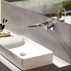 Hansgrohe Metropol Mitigeur de lavabo encastré mural, bec 225mm, poignée étrier, bonde à écoulement libre, chromé (74526000)